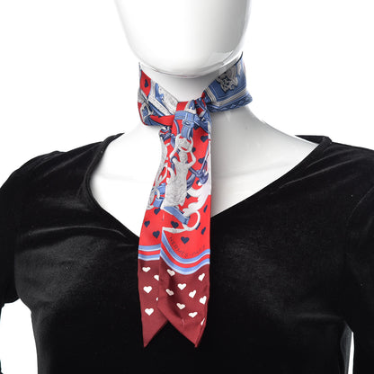 Hermes Silk Brides de Gala Love Twilly Rouge Bleu Bordeaux 2 of 8