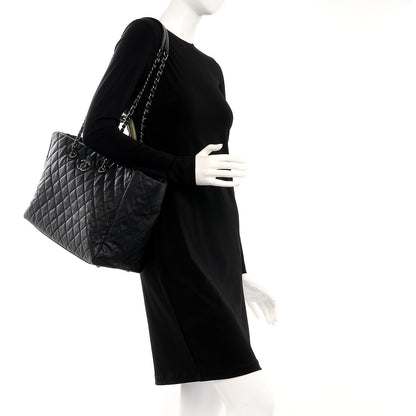 Chanel Caviar Lizard Quilted Large Coco Handle Shopping Tote Black 3 of 8