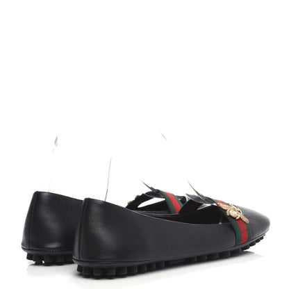 Gucci Calfskin Bayadere Bee Ballerina Flats 39 Black 4 of 12
