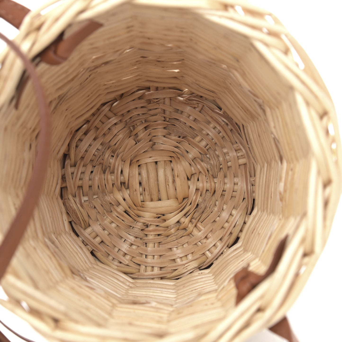 Wicker Calfskin Mini Panier Bucket Bag Natural Tan