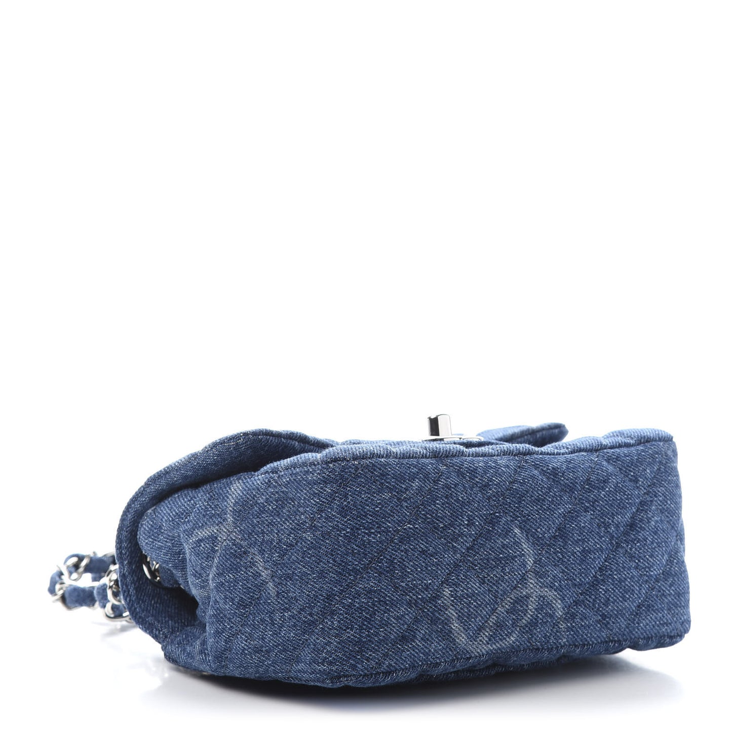 Denim CC Quilted Mini Square Flap Blue