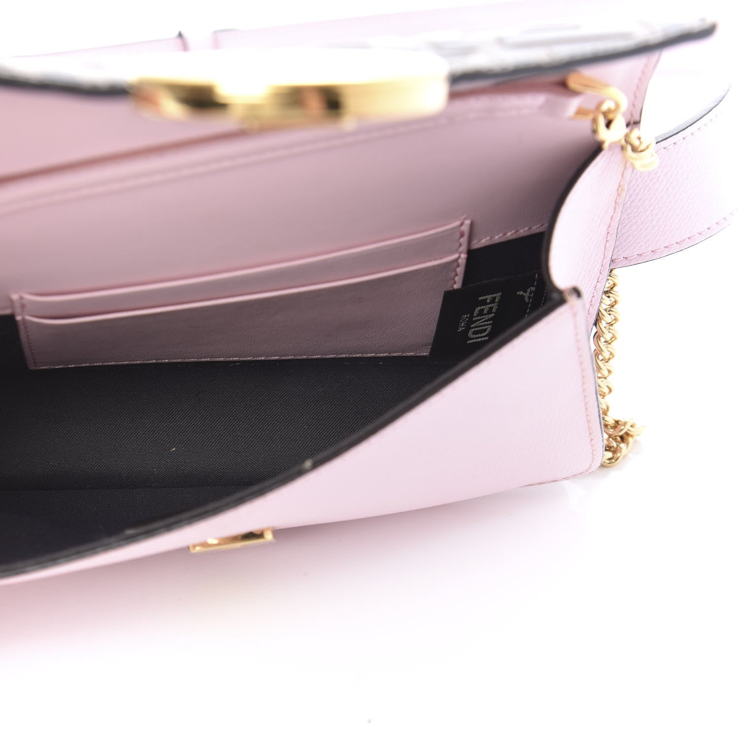 Fendi Vitello Cruise F is Fendi Bi-Color FF 1974 Embossed Envelope Belt Bag Maya Black Peonia 5 of 10