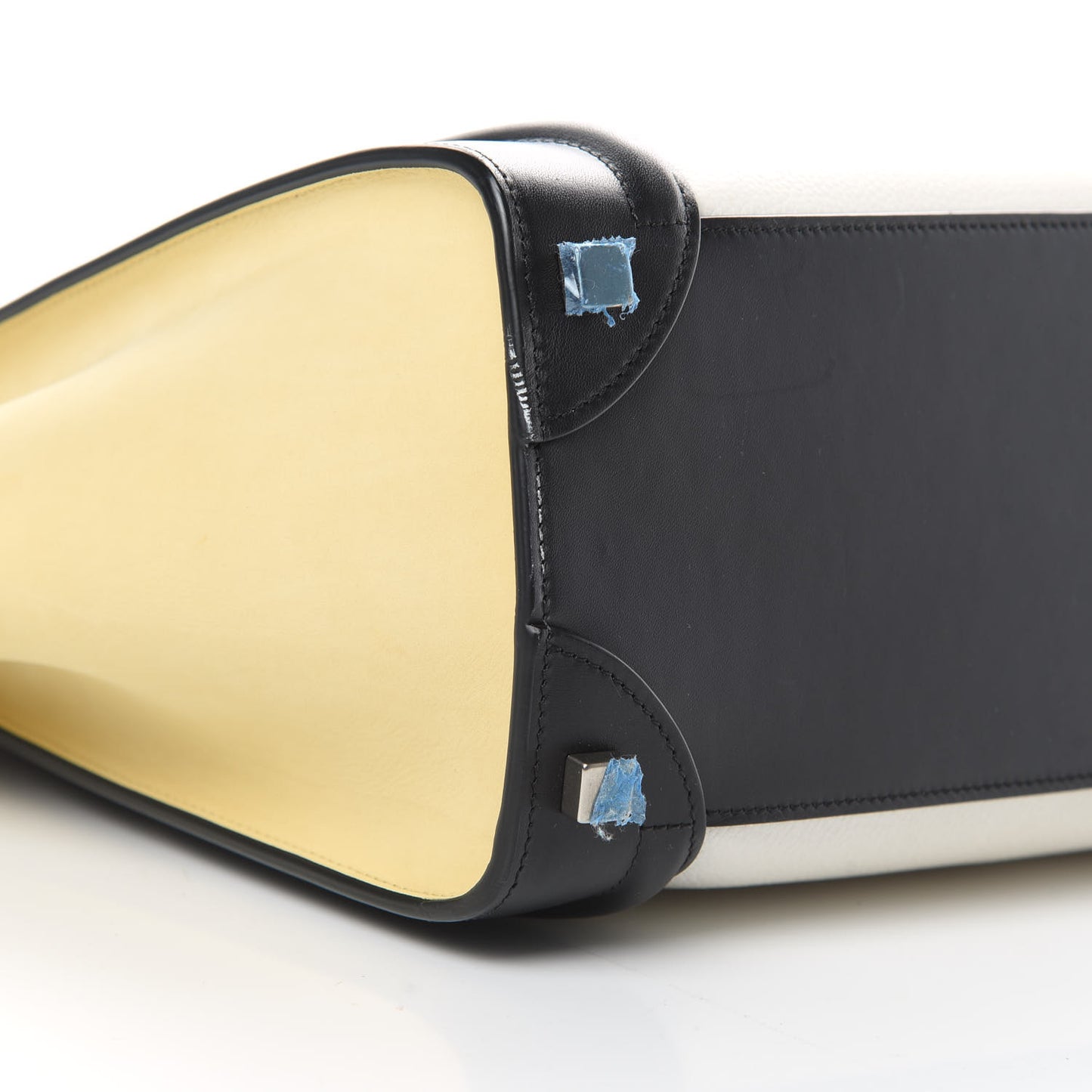 Grained Baby Calfskin Nubuck Micro Tri-Color Luggage White