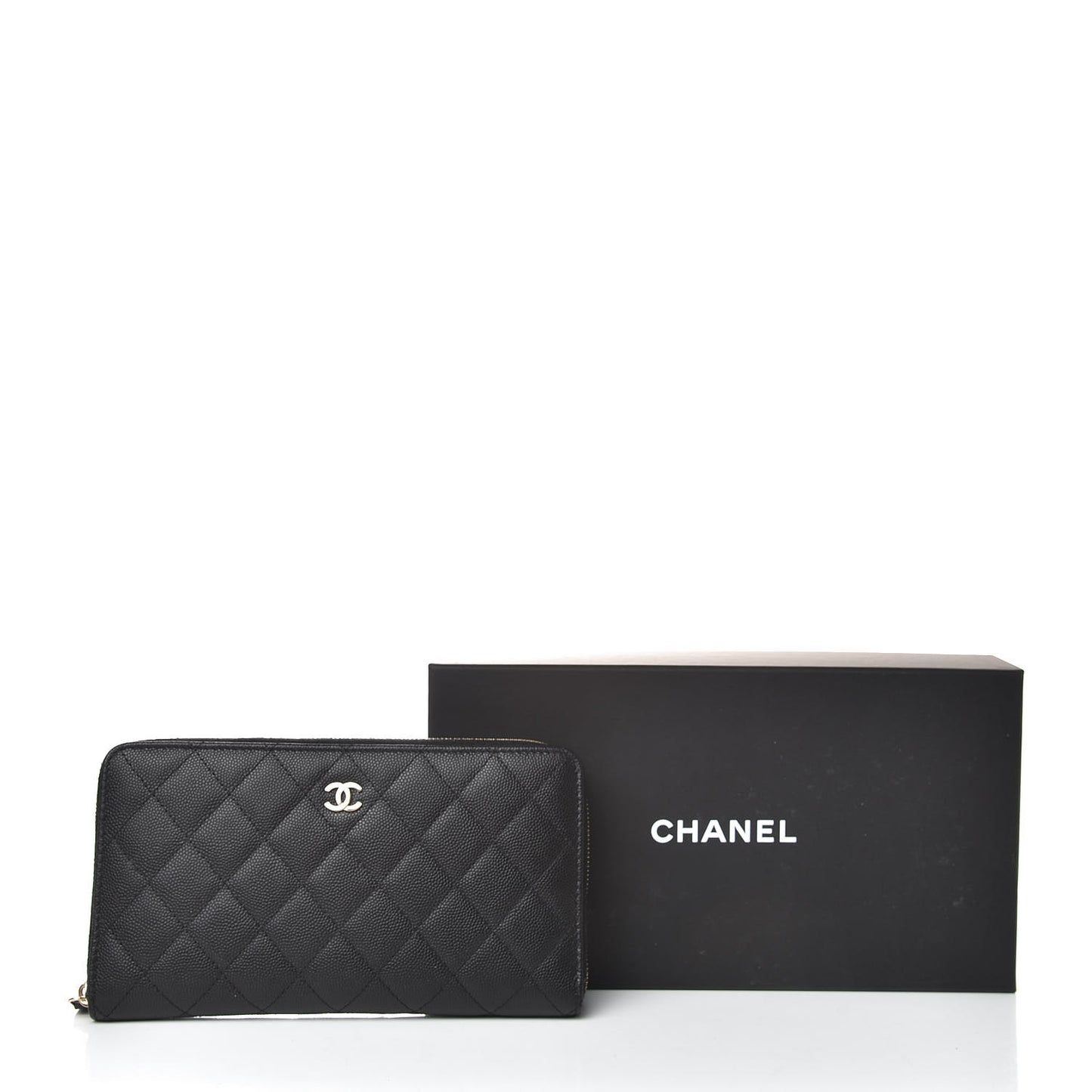 Caviar Quilted Large Zip Around Organizer Wallet Black