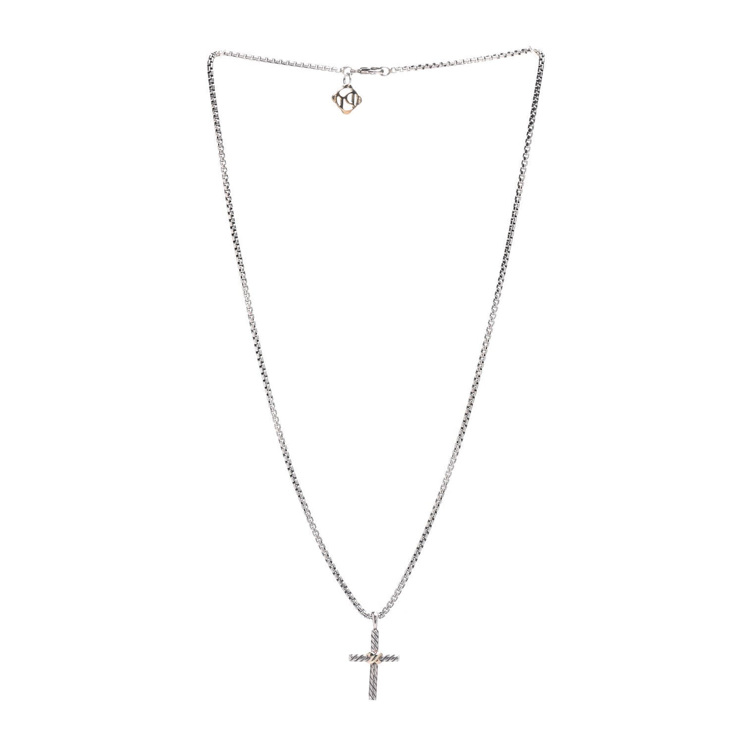 Sterling Silver 14K Yellow Gold Cross Pendant Necklace