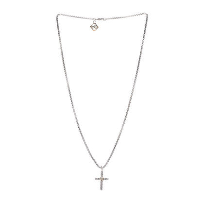 David Yurman Sterling Silver 14K Yellow Gold Cross Pendant Necklace 2 of 3