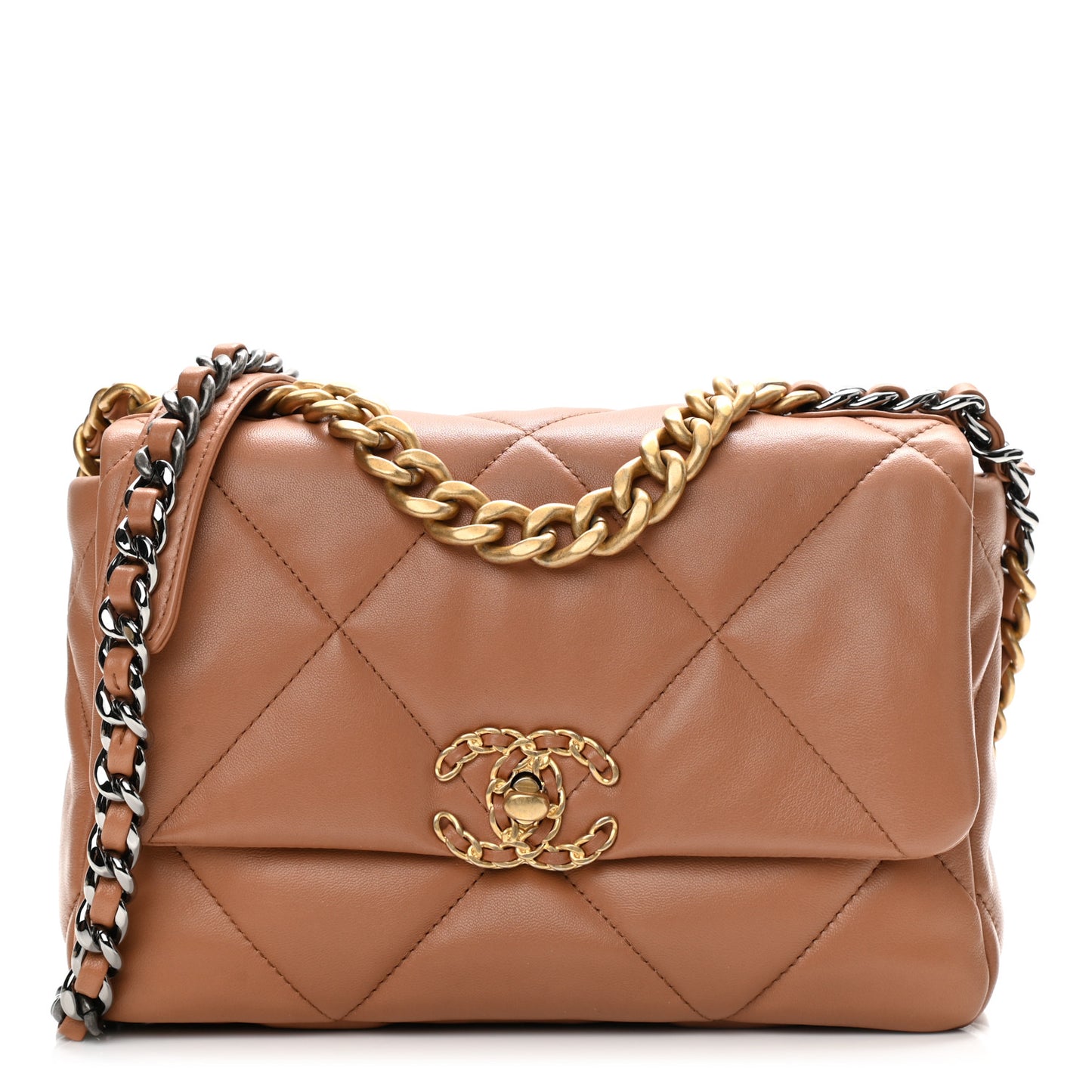 Lambskin Quilted Medium Chanel 19 Flap Brown