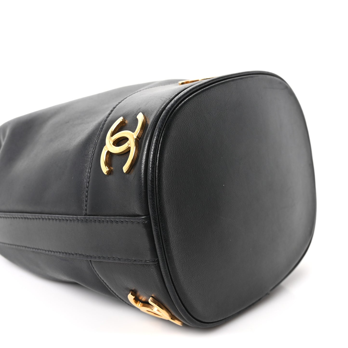 Lambskin CC Drawstring Shoulder Bag Black