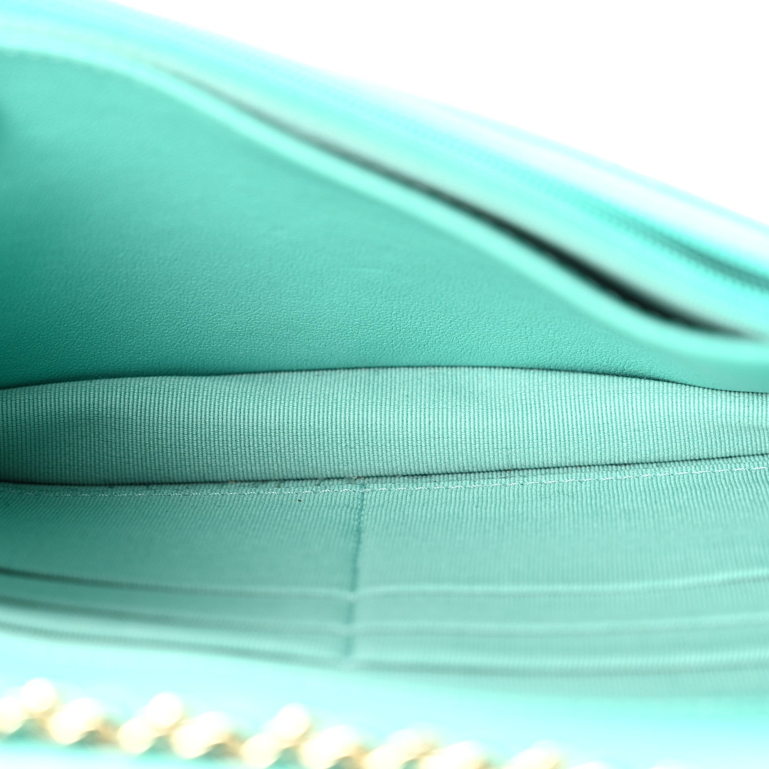 Chanel Lambskin Quilted Trendy CC Wallet On Chain WOC Turquoise 5 of 10