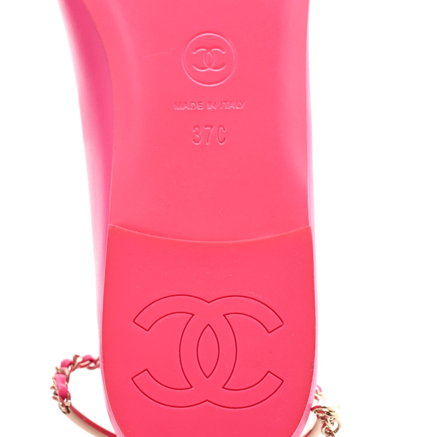 Chanel Lambskin Patent Calfskin Cap Toe Ankle Chain Ballerina Flats 37 Pink 8 of 10