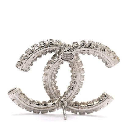 Chanel Crystal Large CC Earrings Silver 4 of 5