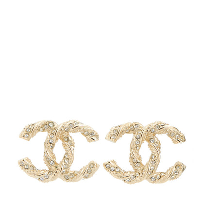 Chanel Crystal Twisted CC Earrings Gold 1 of 5
