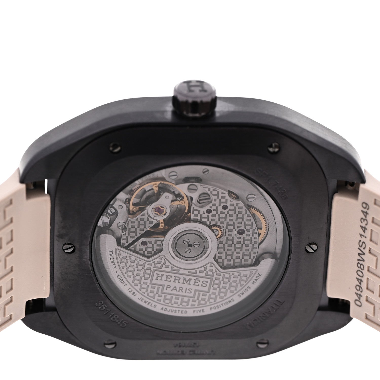 Hermes Titanium Rubber 39mm H08 Special Edition Automatic Watch Taupe 4 of 5