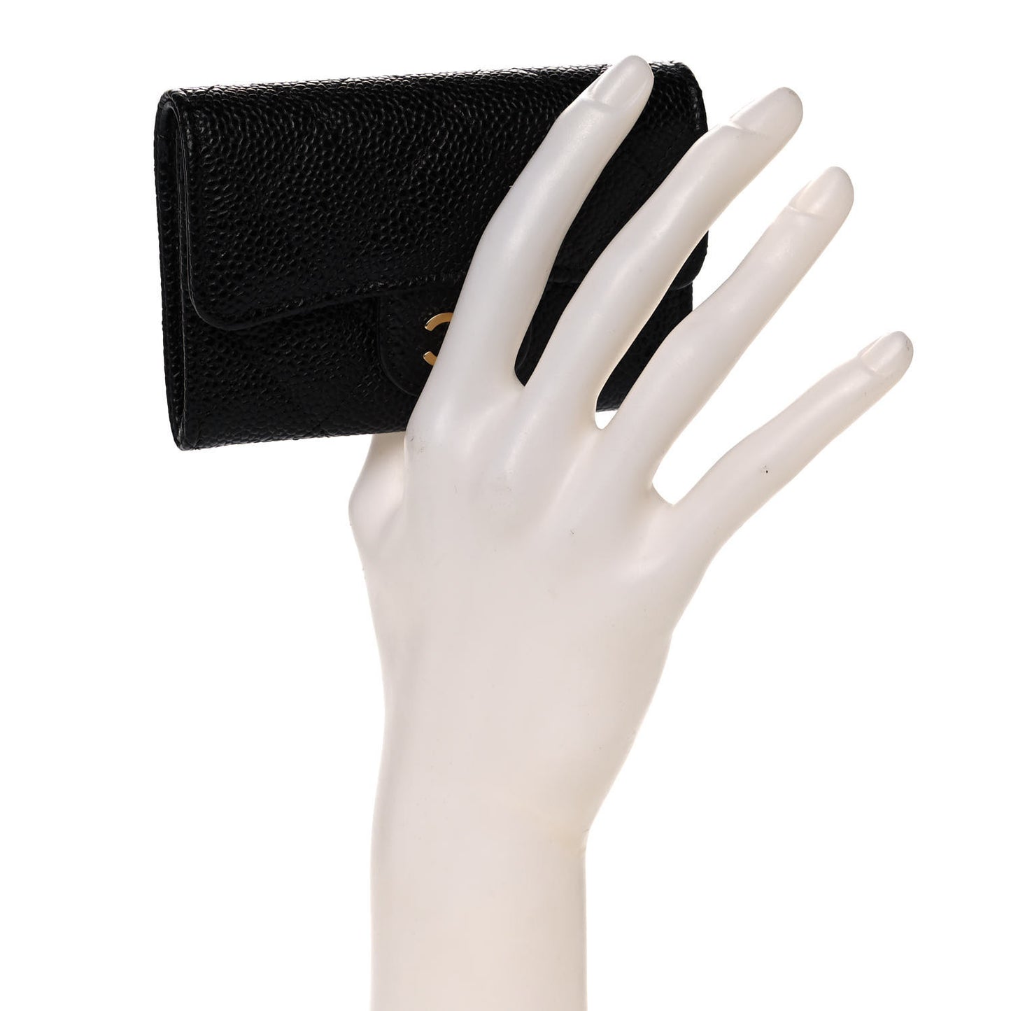 Caviar Quilted Flap Card Holder Black