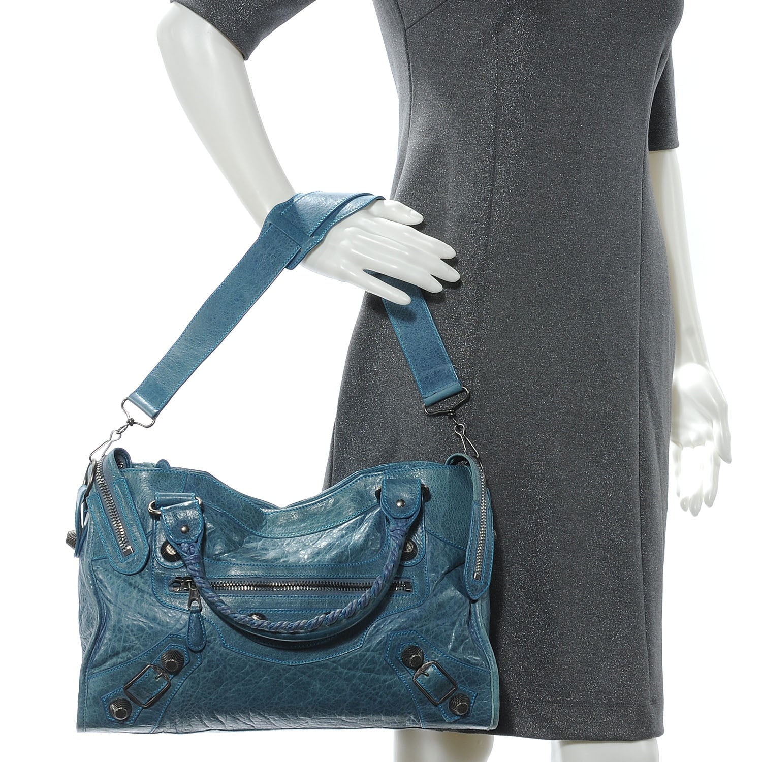 Balenciaga Chevre Giant 21 Gunmetal Hardware City Neiman Marcus LE Bleu 2 of 7