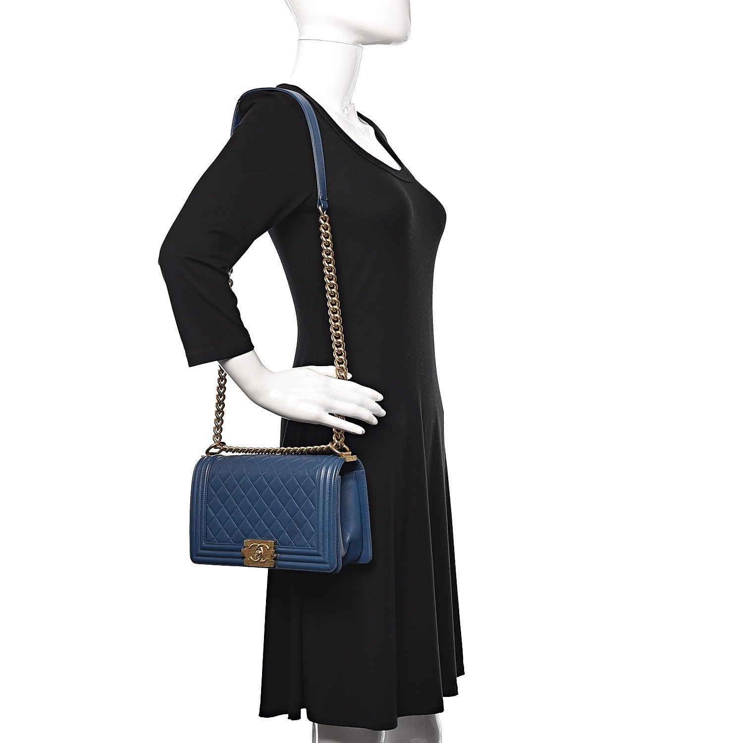 Chanel Lambskin Quilted Medium Boy Flap Blue 2 of 11