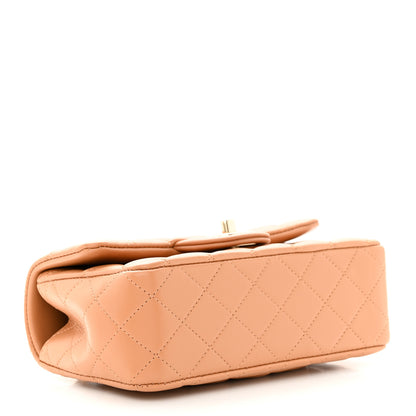 Chanel Lambskin Quilted Mini Top Handle Rectangular Flap Dark Beige 4 of 11