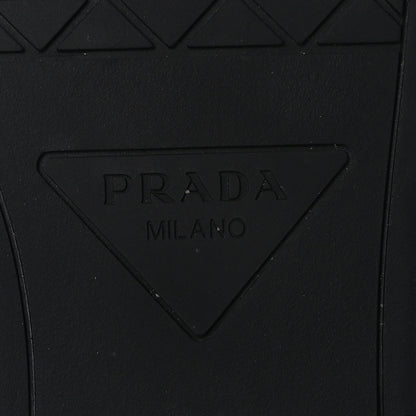 Prada Vitello Sport Spazzolato Rois Metal Triangle Logo Mens Downtown Low Top Sneakers 7.5 White Black 8 of 9