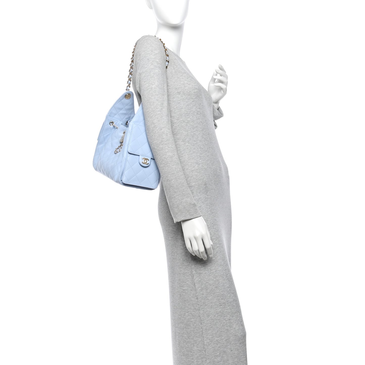 Caviar Quilted Small Chanel 25 Handbag Light Blue