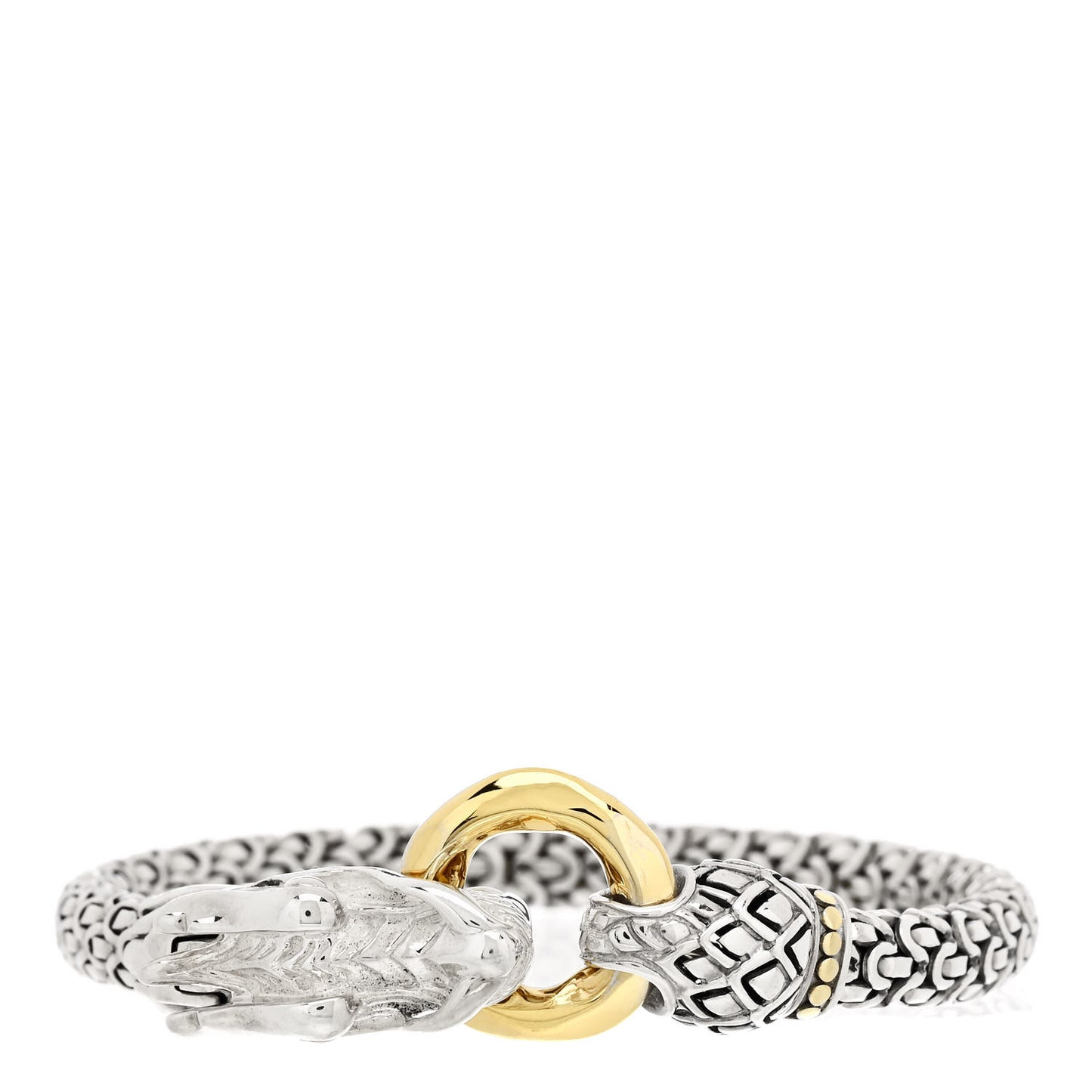 Sterling Silver 18K Yellow Gold 6mm Naga Dragon Bracelet