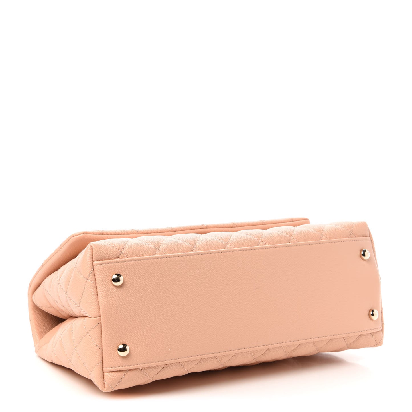 Caviar Quilted Small Coco Handle Flap Beige