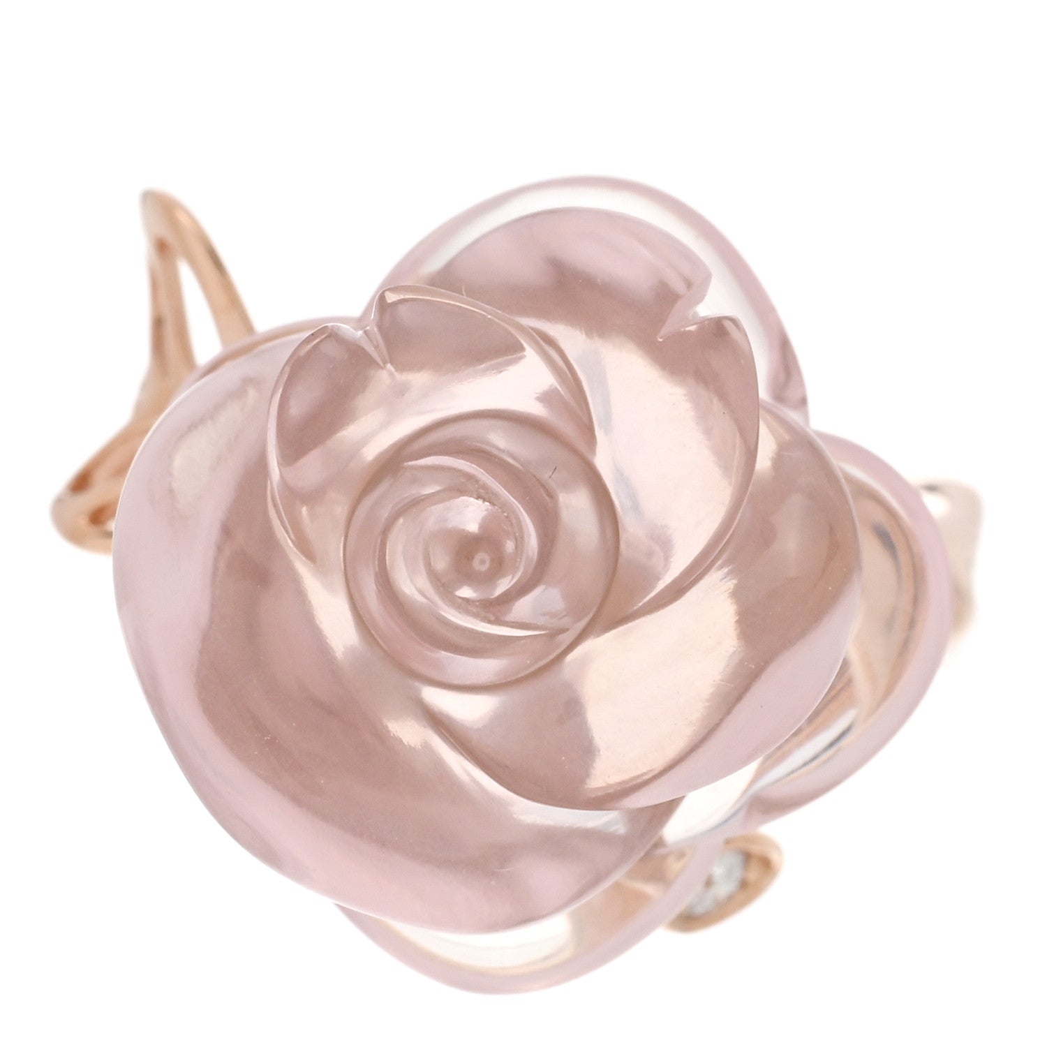 Christian Dior 18K Pink Gold Diamond Rose Quartz Dior Pre Catelan Ring 50 5.25 1 of 6