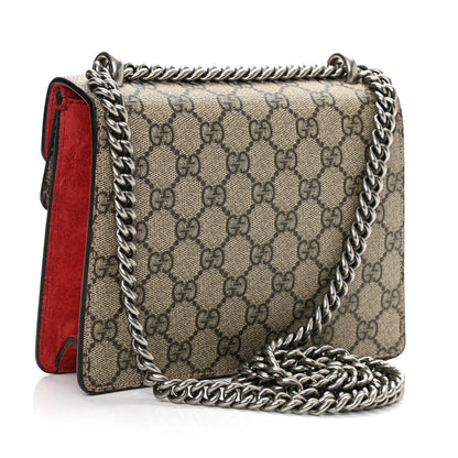 Gucci GG Supreme Monogram Suede Mini Dionysus Shoulder Bag Beige Ebony Vulcanic Red 3 of 11