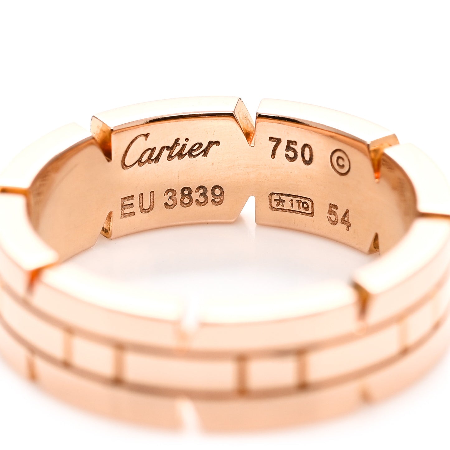18K Pink Gold Tank Francaise Ring 54 6.75