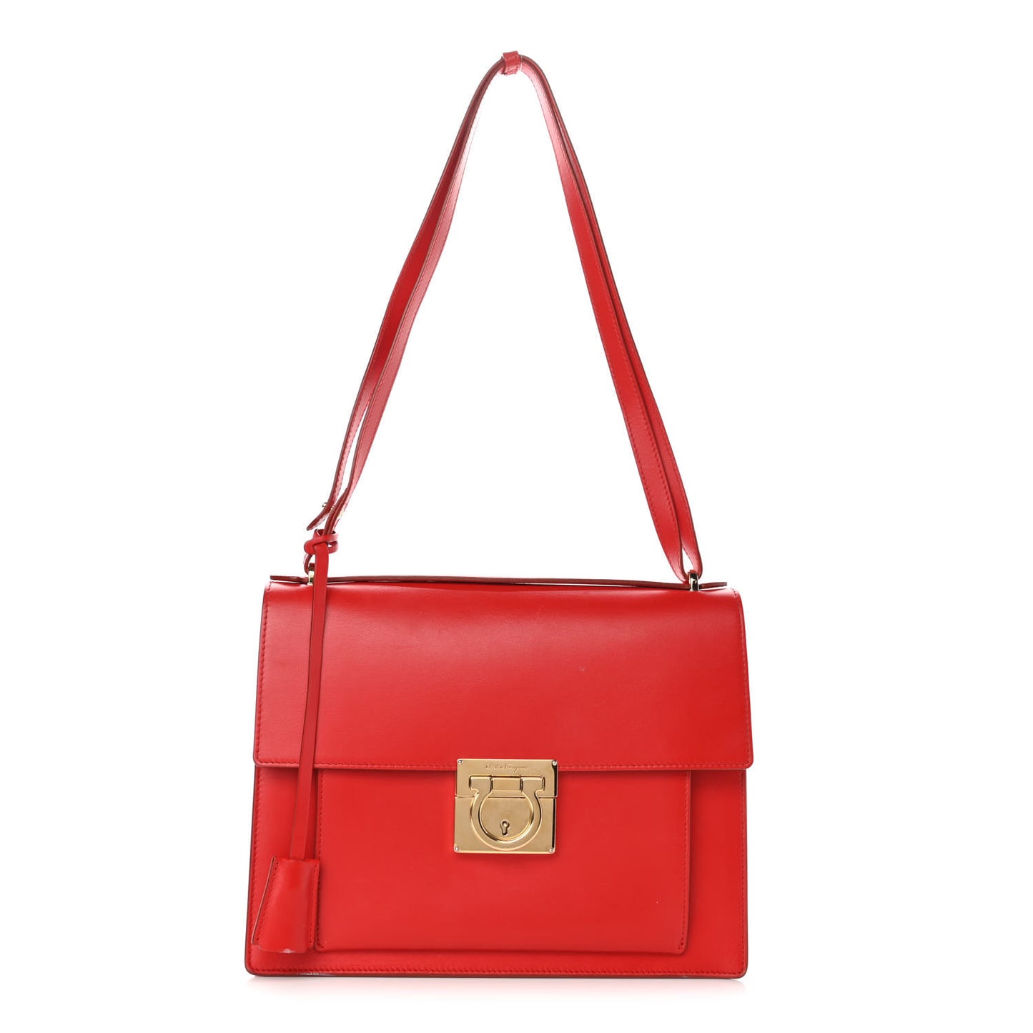 Calfskin Gancio Lock Satchel Red