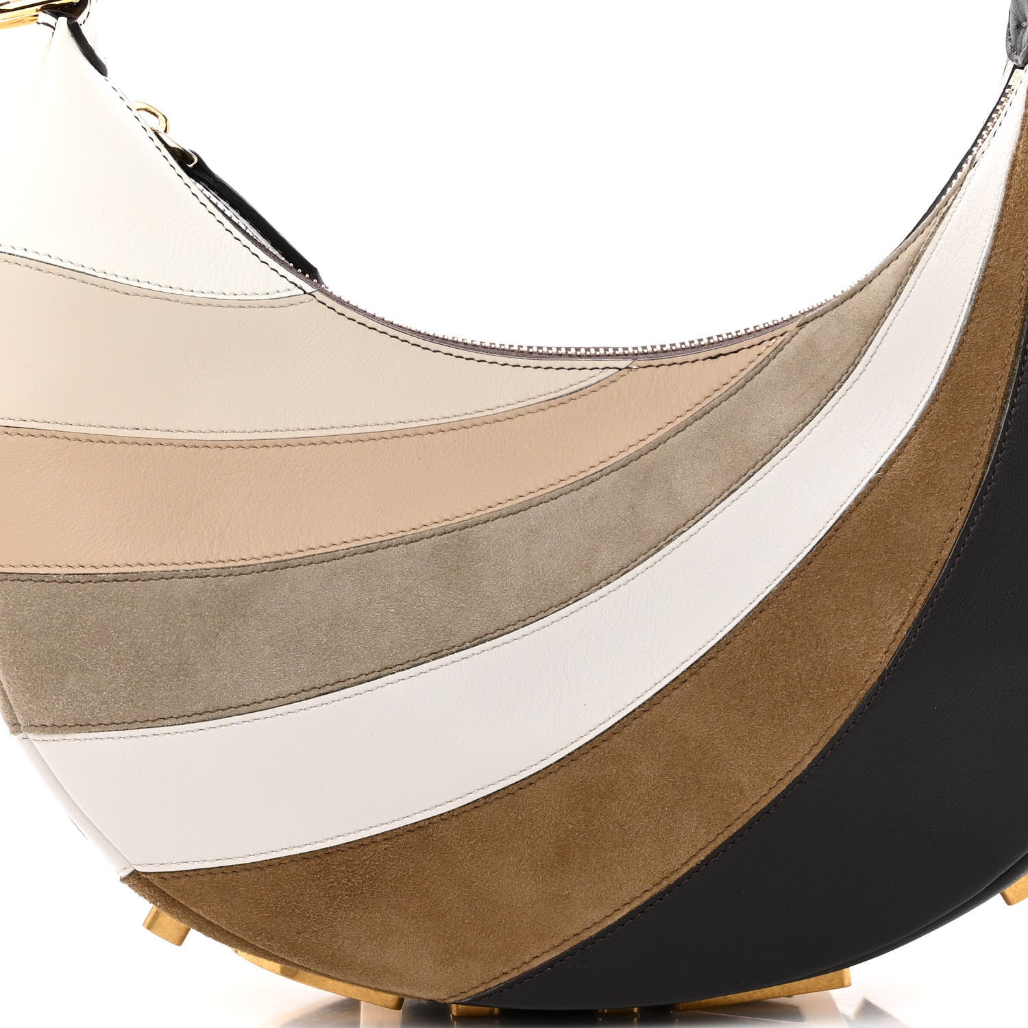 Fendi Vitello Seta Goatskin Suede Rainbow Inlay Small Fendigraphy Hobo Bag Grigio Multicolor Ebano 8 of 10