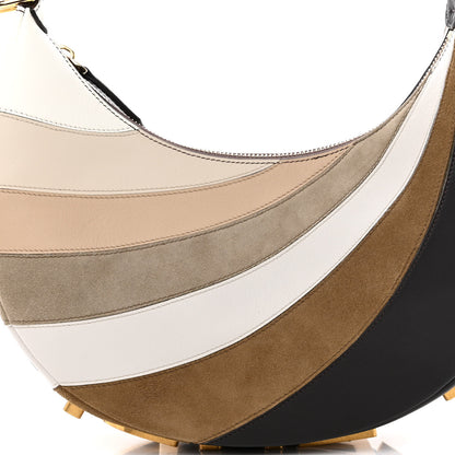Fendi Vitello Seta Goatskin Suede Rainbow Inlay Small Fendigraphy Hobo Bag Grigio Multicolor Ebano 8 of 10