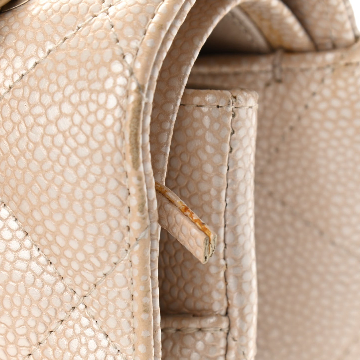 Pearly Caviar Quilted Jumbo Double Flap Light Beige