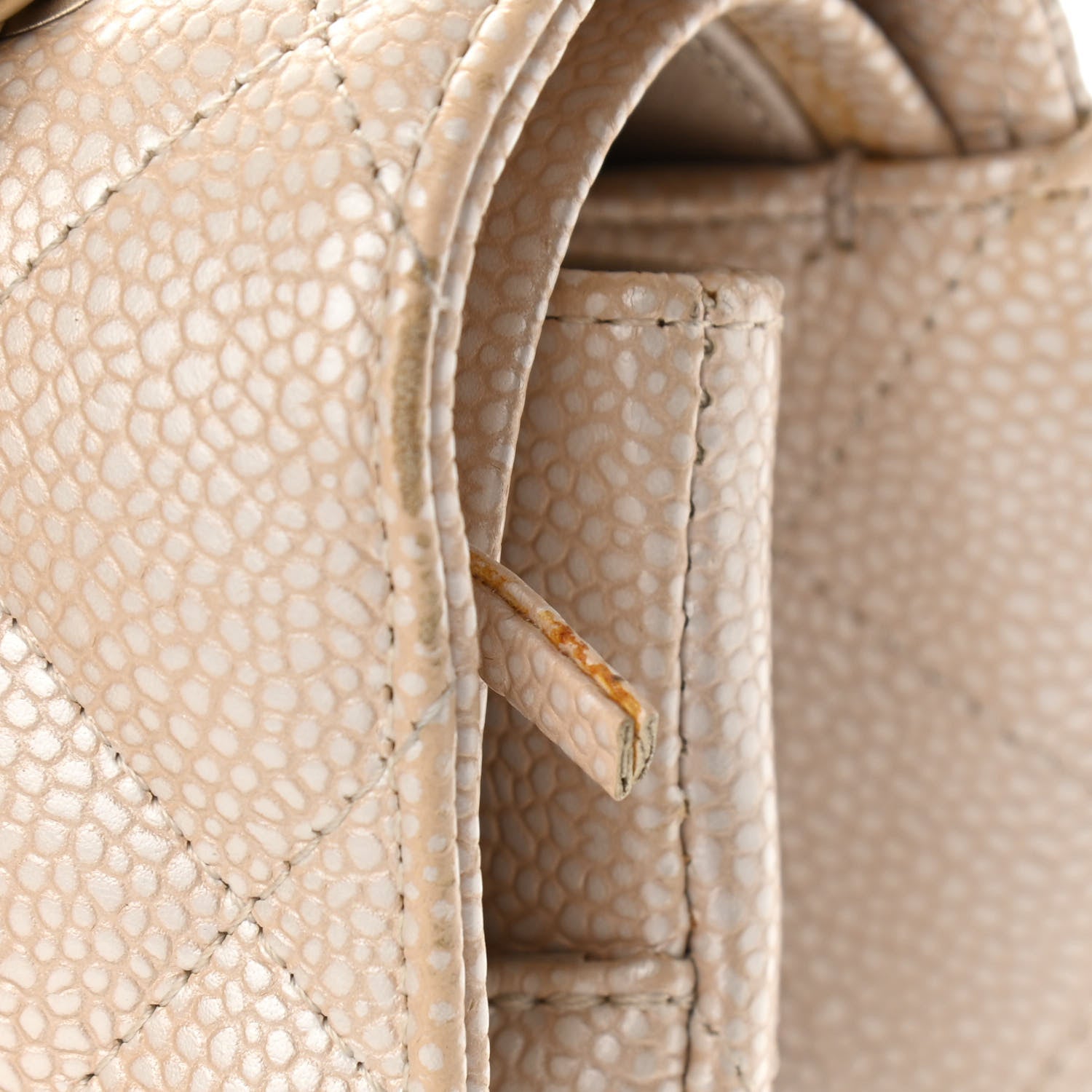 Chanel Pearly Caviar Quilted Jumbo Double Flap Light Beige 8 of 15