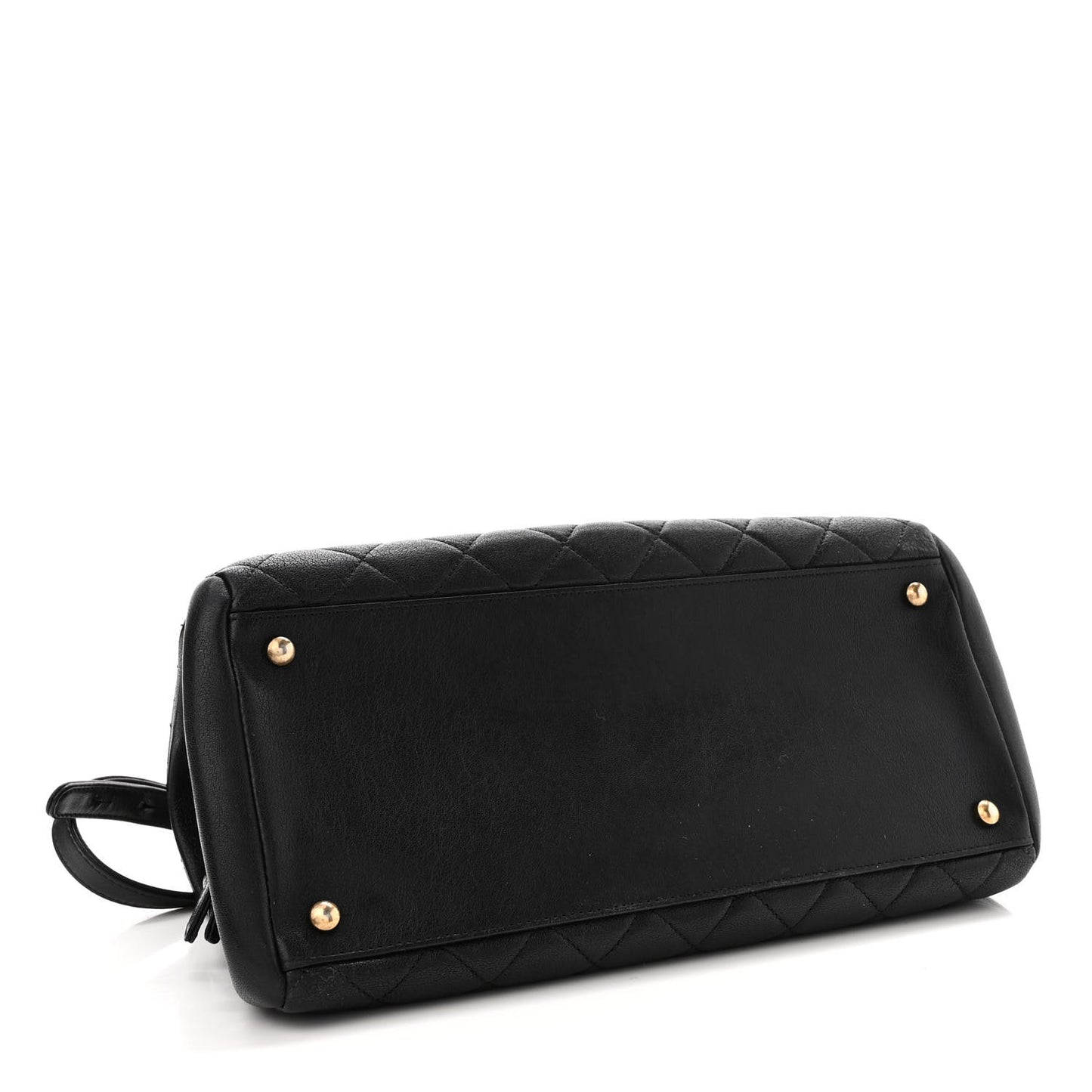 Shiny Sheepskin Quilted Large Trapezio Flap Black