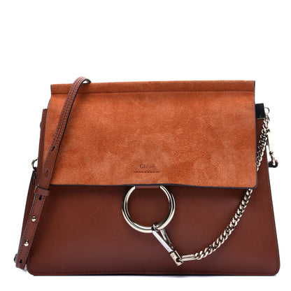 Chloe Suede Calfskin Medium Faye Shoulder Bag Tobacco 1 of 12