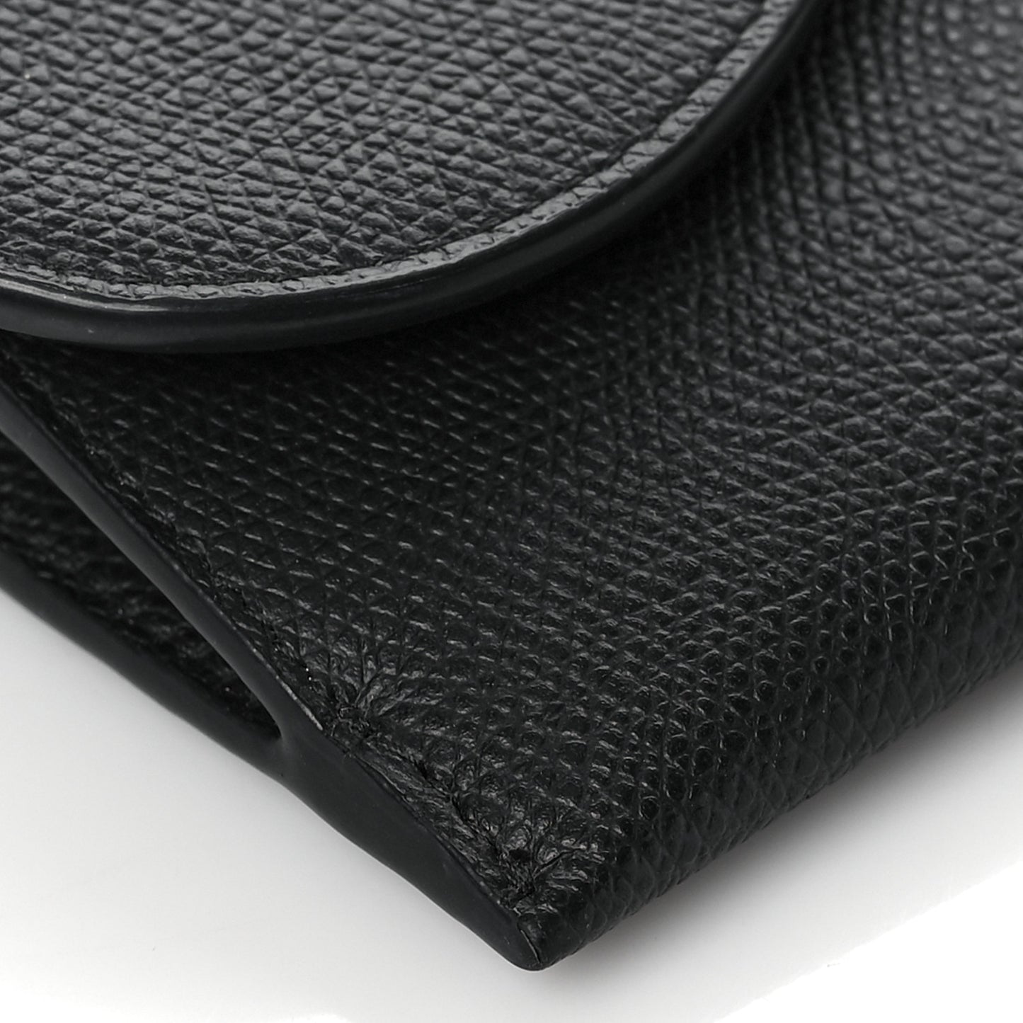 Grained Calfskin Saddle Chain Wallet Pouch Black