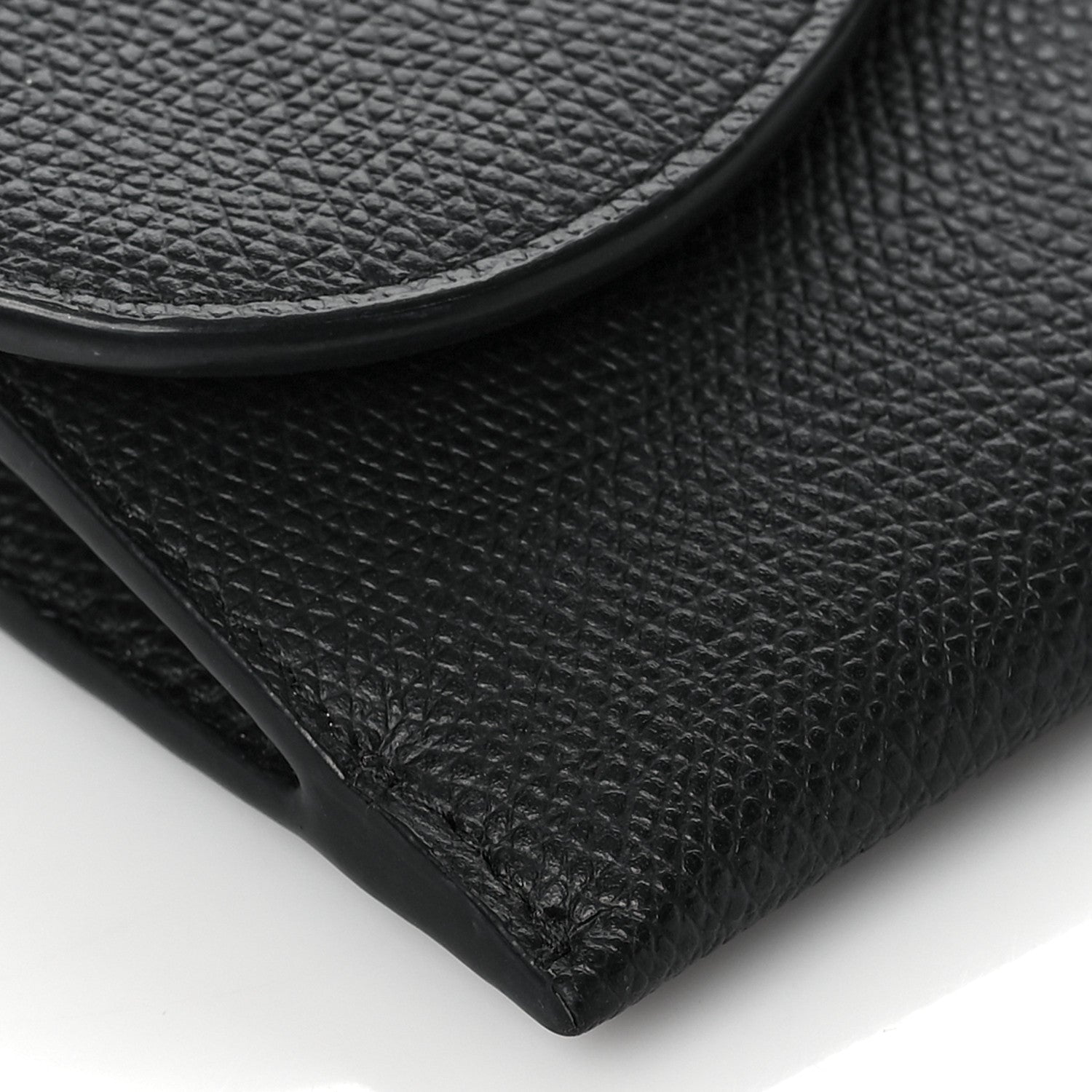 Christian Dior Grained Calfskin Saddle Chain Wallet Pouch Black 7 of 8