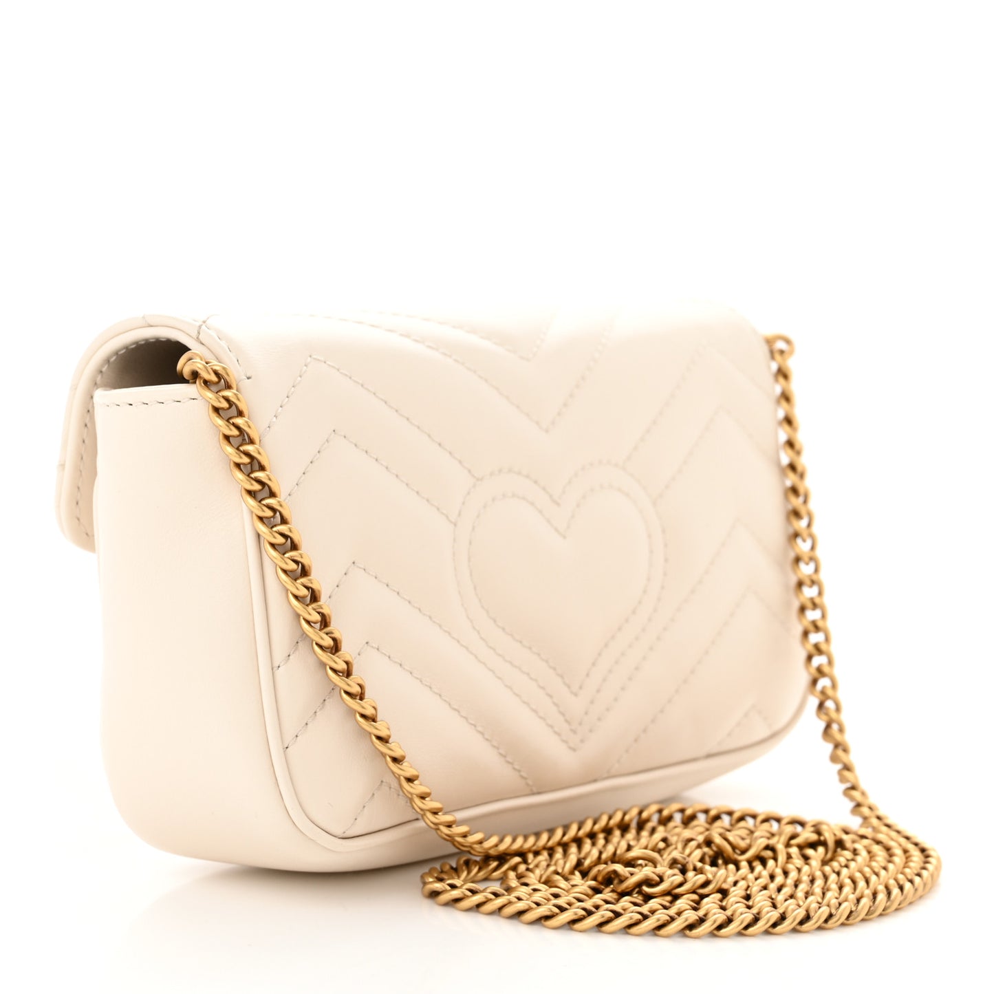 Calfskin Matelasse Super Mini GG Marmont Shoulder Bag White