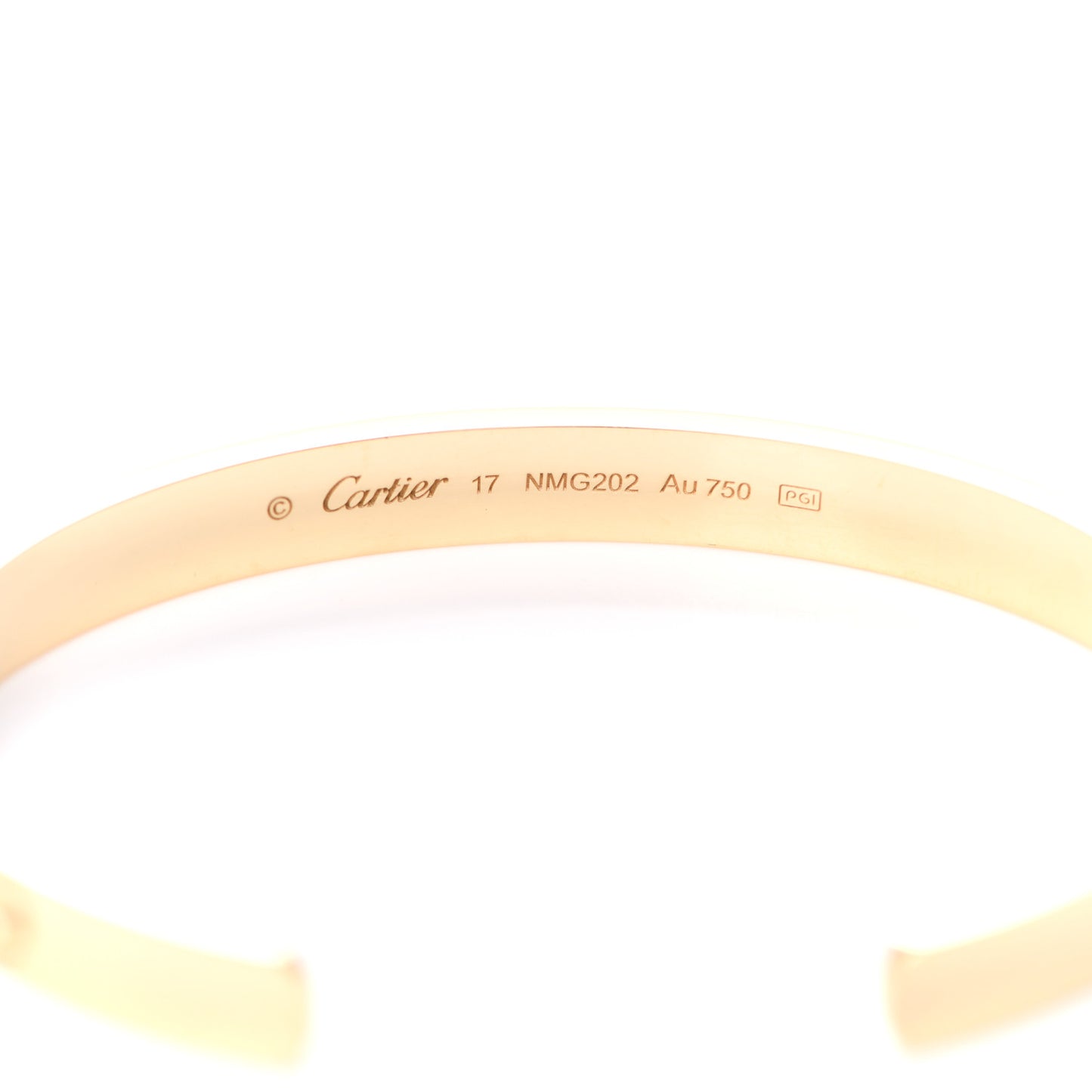18K Yellow Gold LOVE Cuff Bracelet 17