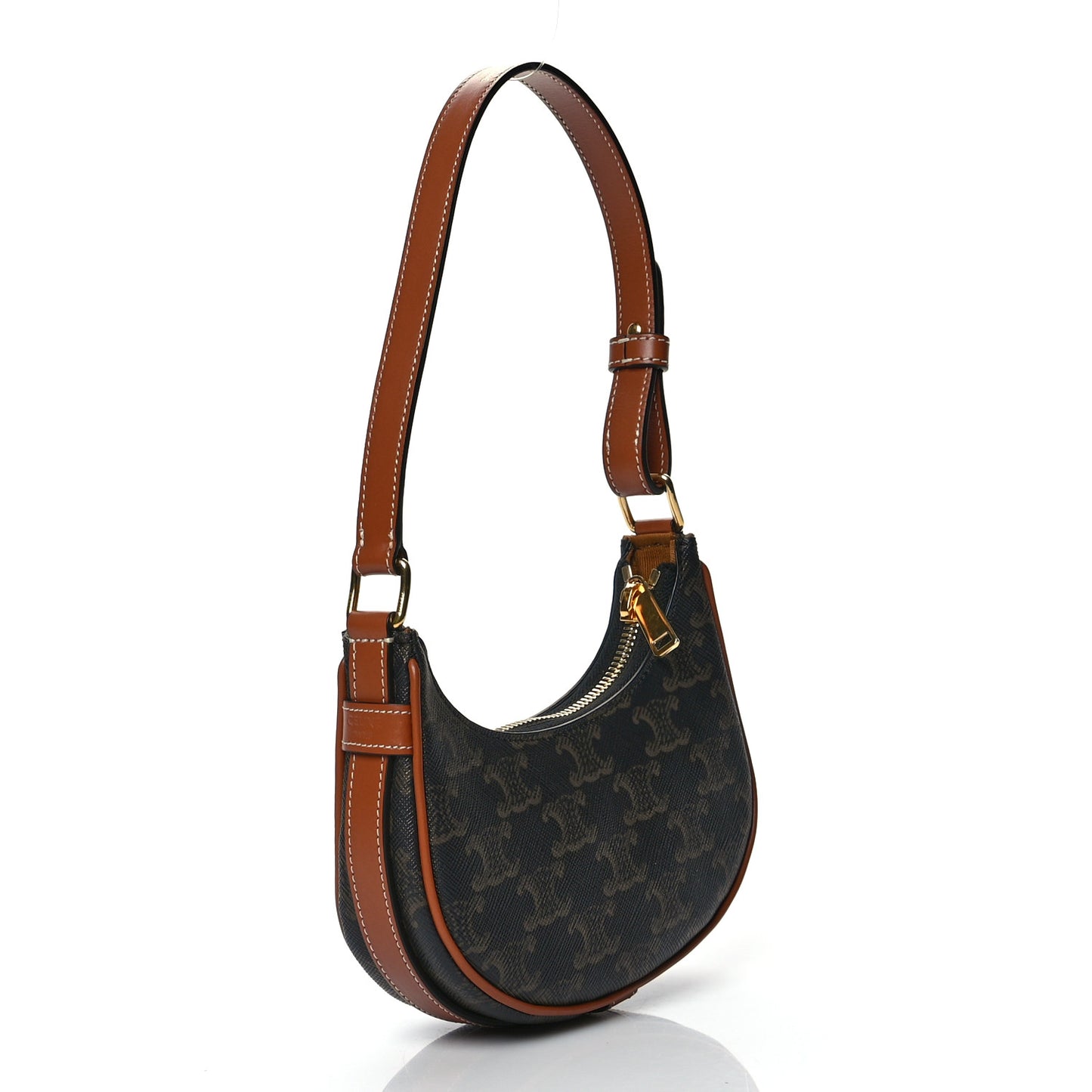 Canvas Calfskin Mini Ava Triomphe Shoulder Bag Tan