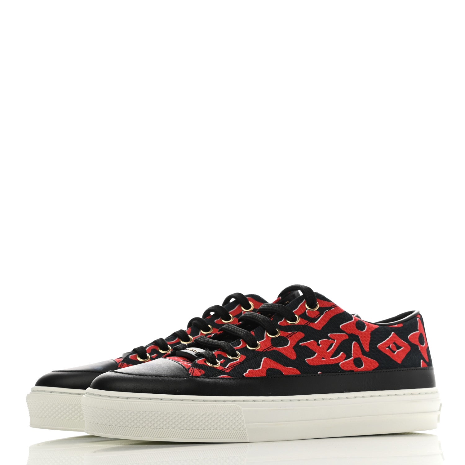 Louis Vuitton X UF Calfskin Tufted Monogram Stellar Sneakers 37 Black Red 3 of 8