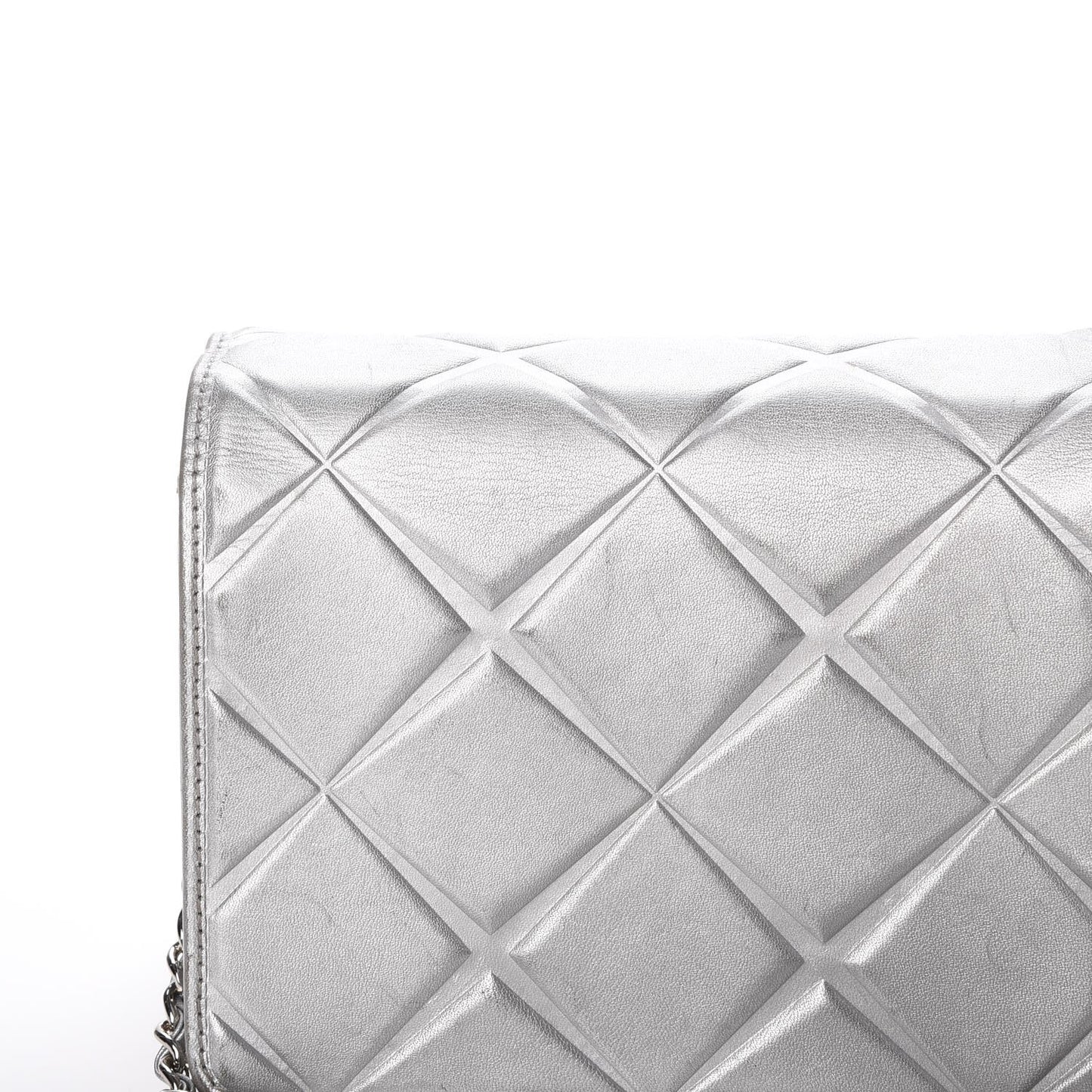 Metallic Calfskin Mini Propeller Flap Silver