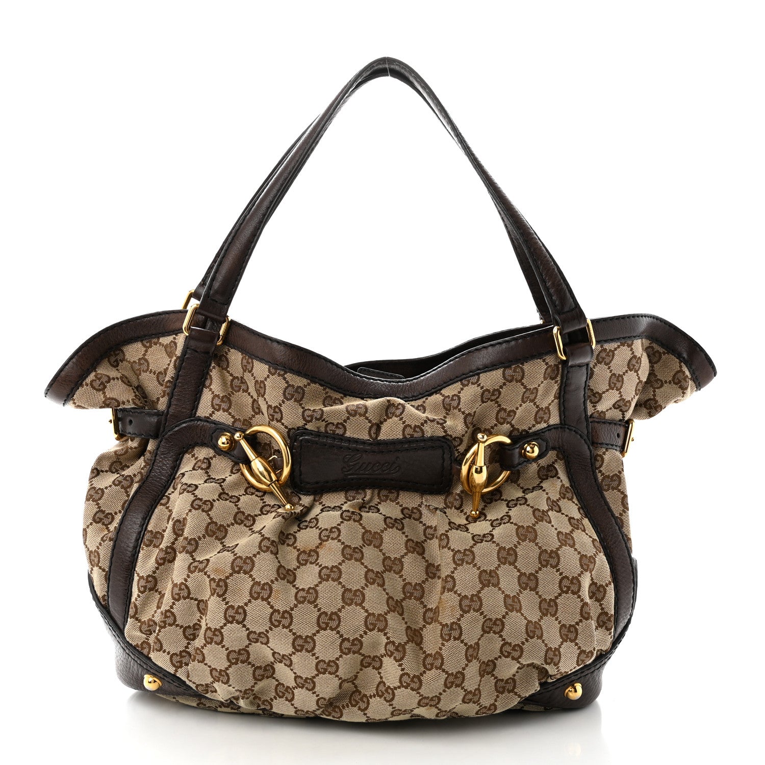 Gucci Monogram Medium Jockey Tote Dark Brown 1 of 12