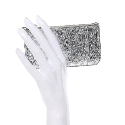 Saint Laurent Grained Calfskin 5 Fragments Zip Pouch Card Holder Silver 2 of 7