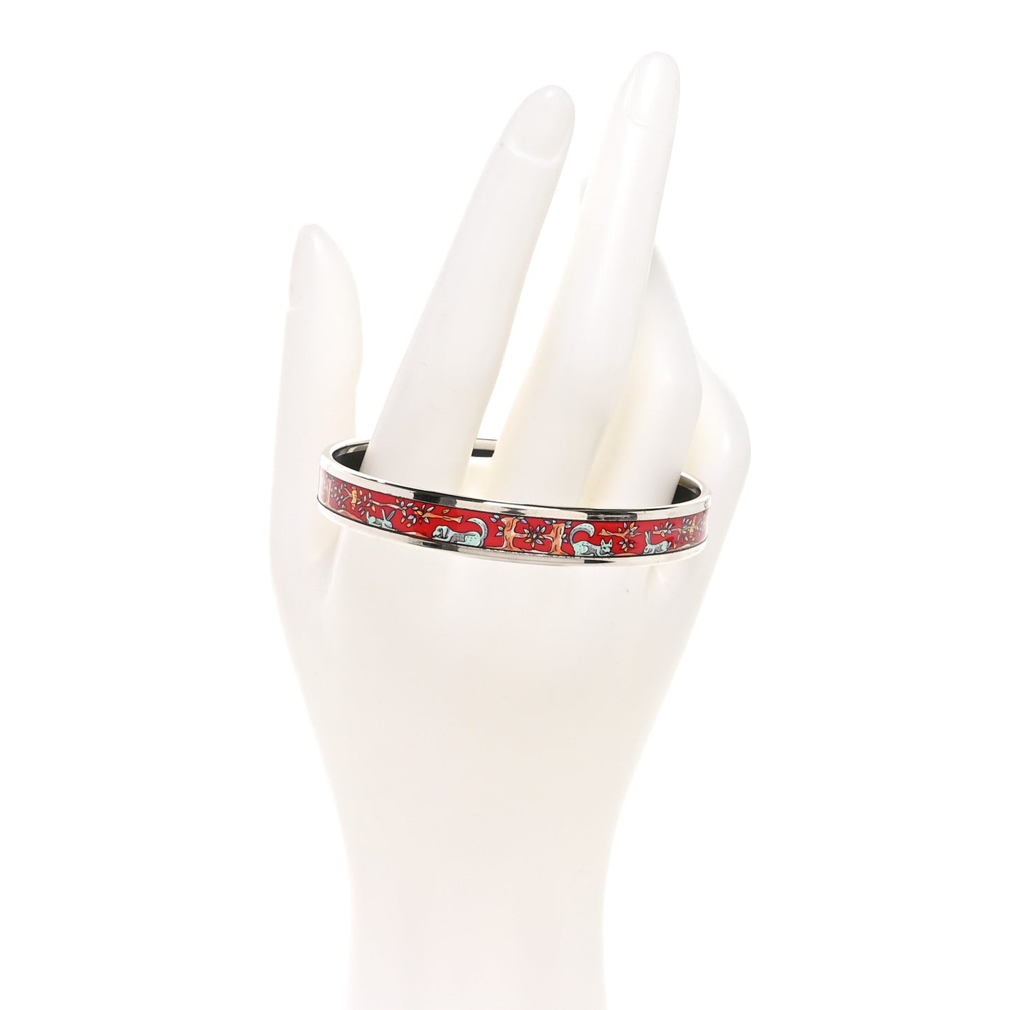 Enamel Printed Narrow Forest Animals Bracelet 70  Red