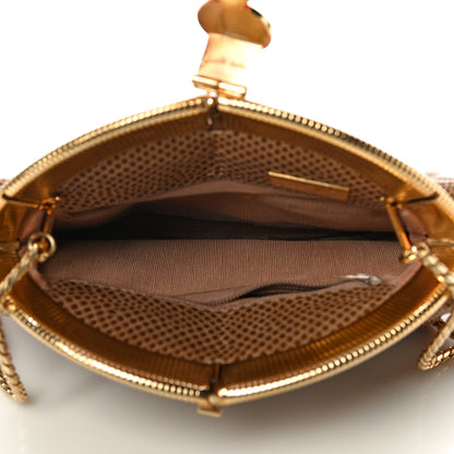Judith Leiber Lizard Embossed Pleated Evening Bag Brown Gold 5 of 9