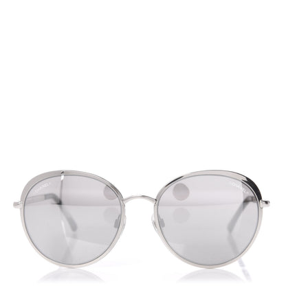 Chanel Round Spring Sunglasses 4206 Black Silver 3 of 8