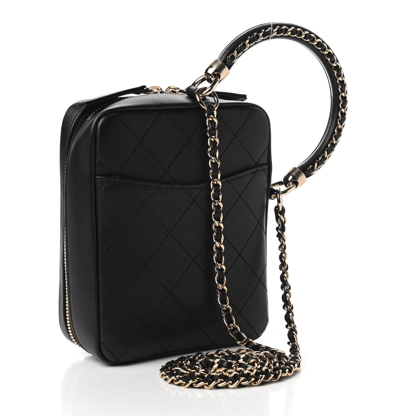 Calfskin Stitched Cup Of Tea Vanity Case Black
