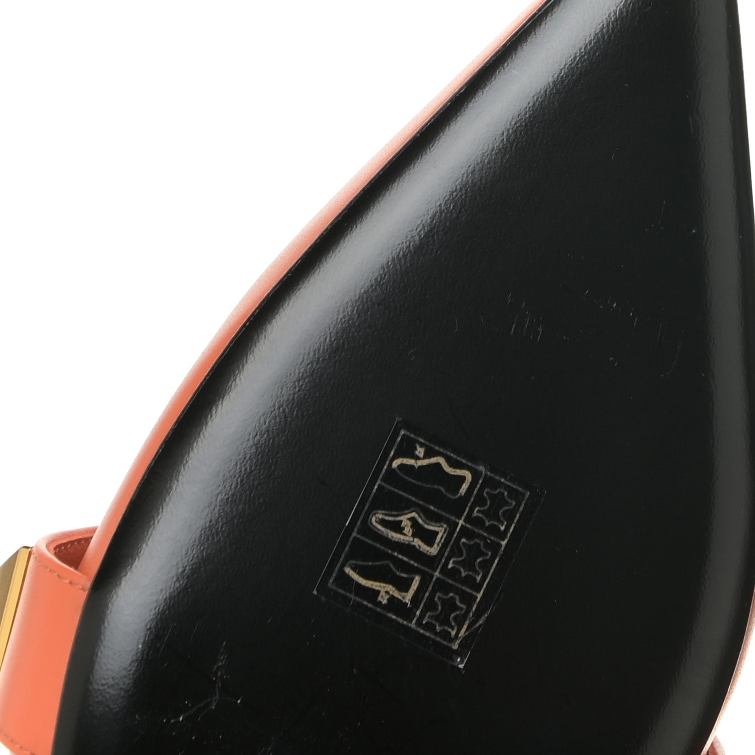 Valentino Garavani Calfskin Roman Stud Ankle Strap Flat Mules 37 Orange Zest 6 of 12
