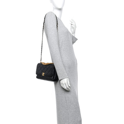 Chanel Lambskin Quilted CC Crystal Logo Chain Flap Black 2 of 11